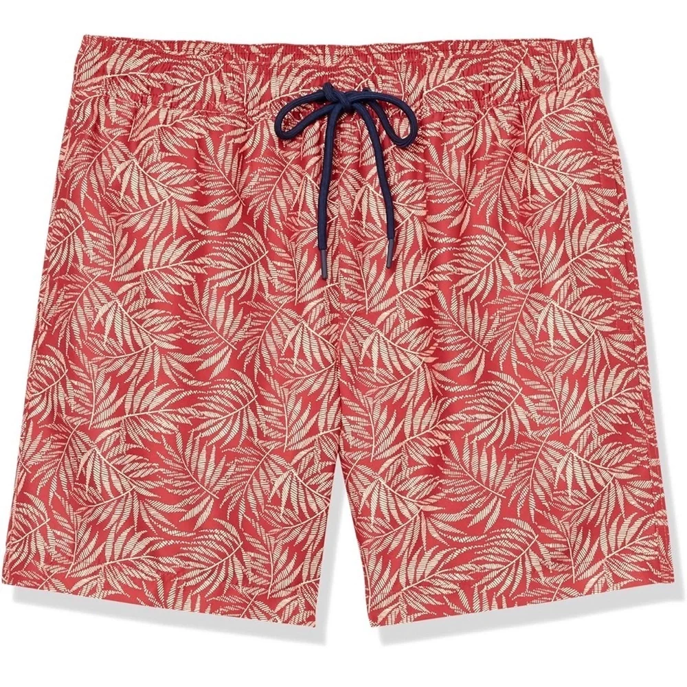 ☀️NWT- Tropical Red Leaf Print Swim Trunks- Xl